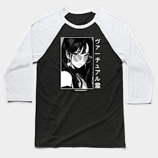 Stylish Japanese Girl Anime Black and White Manga Aesthetic Streetwear Baseball T-Shirt